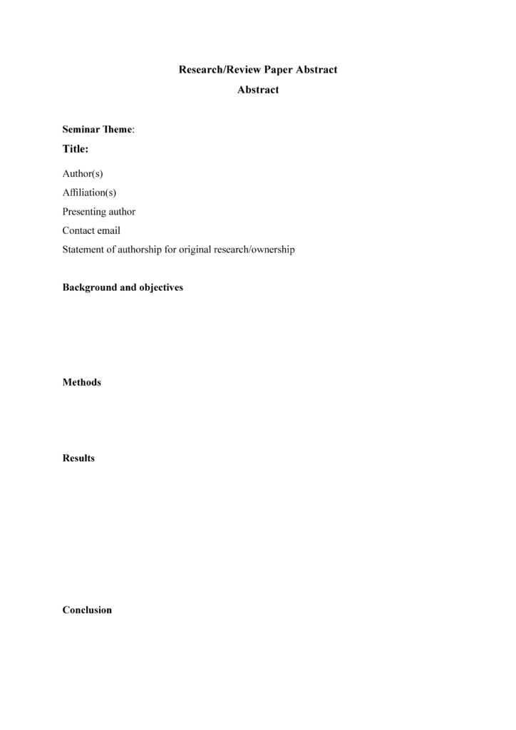 Abstract Template for research and review papers final